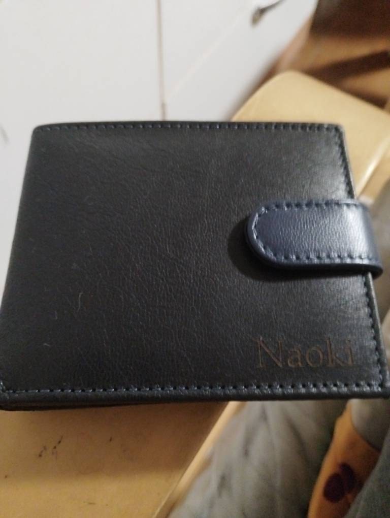 Personalised Engraved Men&#39;s Wallet, Genuine Soft Black Leather Wallet, Personalized Gift for Him, Boyfriend, Husband, Dad, Christmas Gift