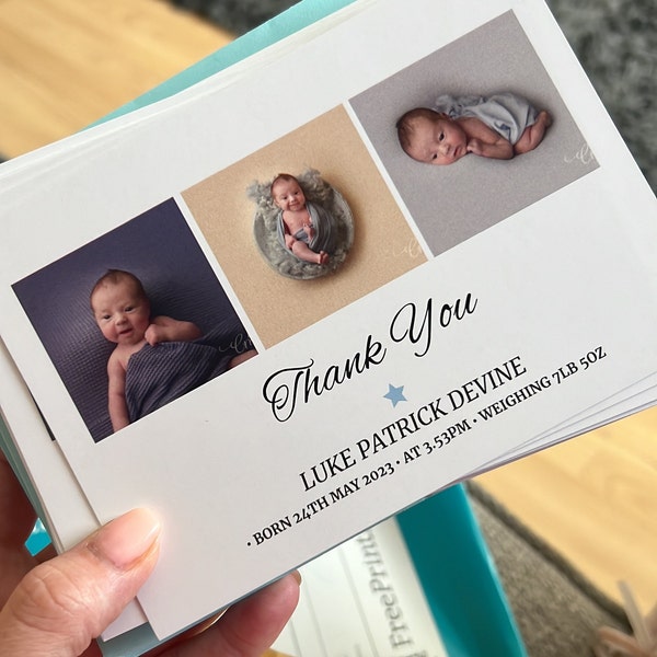 Personalised New Baby Thank You Cards Photo Birthday Thank You Notes ...