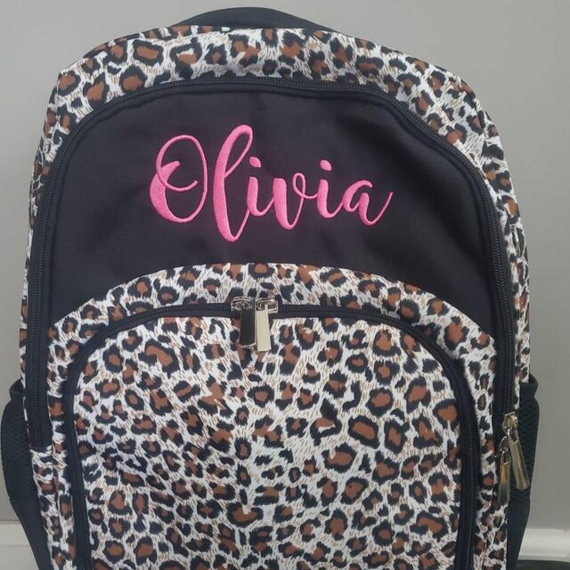 バッグ leopard pattern multipocket backpack Monogrammed Embroidered Leopard Diaper Bag Backpack