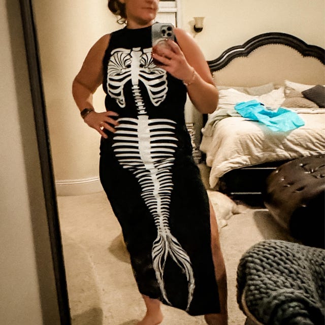 fitted lace wedding dress Mermaid Skeleton Print Dress