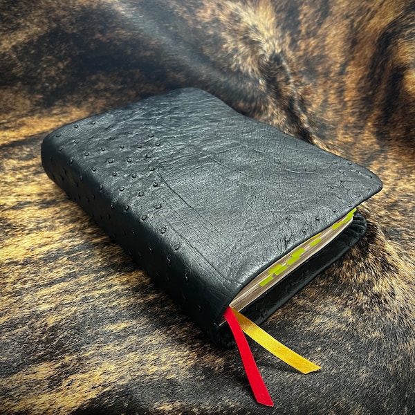 Men'S Genuine Exotic Animal Skin Ostrich Checkbook - Black main image 1