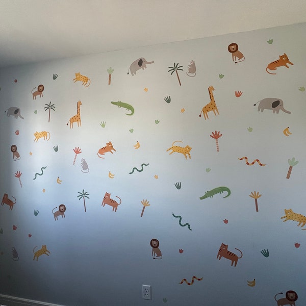 Jungle Wall Decals - Safari Animal Nursery Decor, Kids Room Decal ...