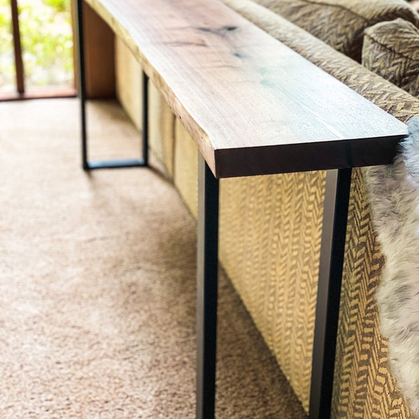 Live Edge Walnut Console Table, Modern Walnut Sofa Table, Mid Century ...