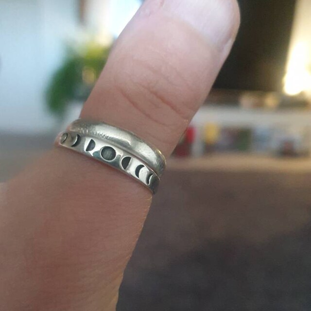 Phases of Moon Ring, Sterling Silver, Astronomical Lunar