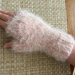 Faux Angora Hand-knit Soft Fingerless Gloves, One-of-a-kind - Etsy