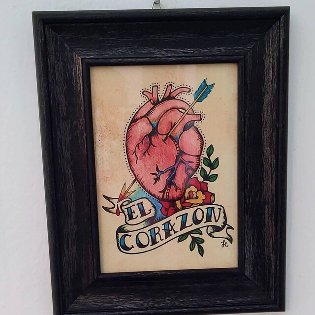 オールドスクールタトゥーハート EL CORAZON ロテリアプリント 5 x 7