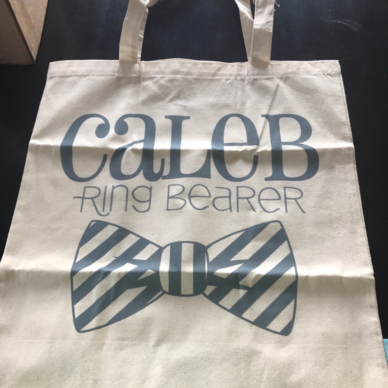 Ring Bearer Personalized Bow Tie Tote- Wedding Party Tote Bags