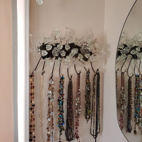 Unique Hooks Coat Rack, Wall Hook With Transparent Clear Resin Flowers ...