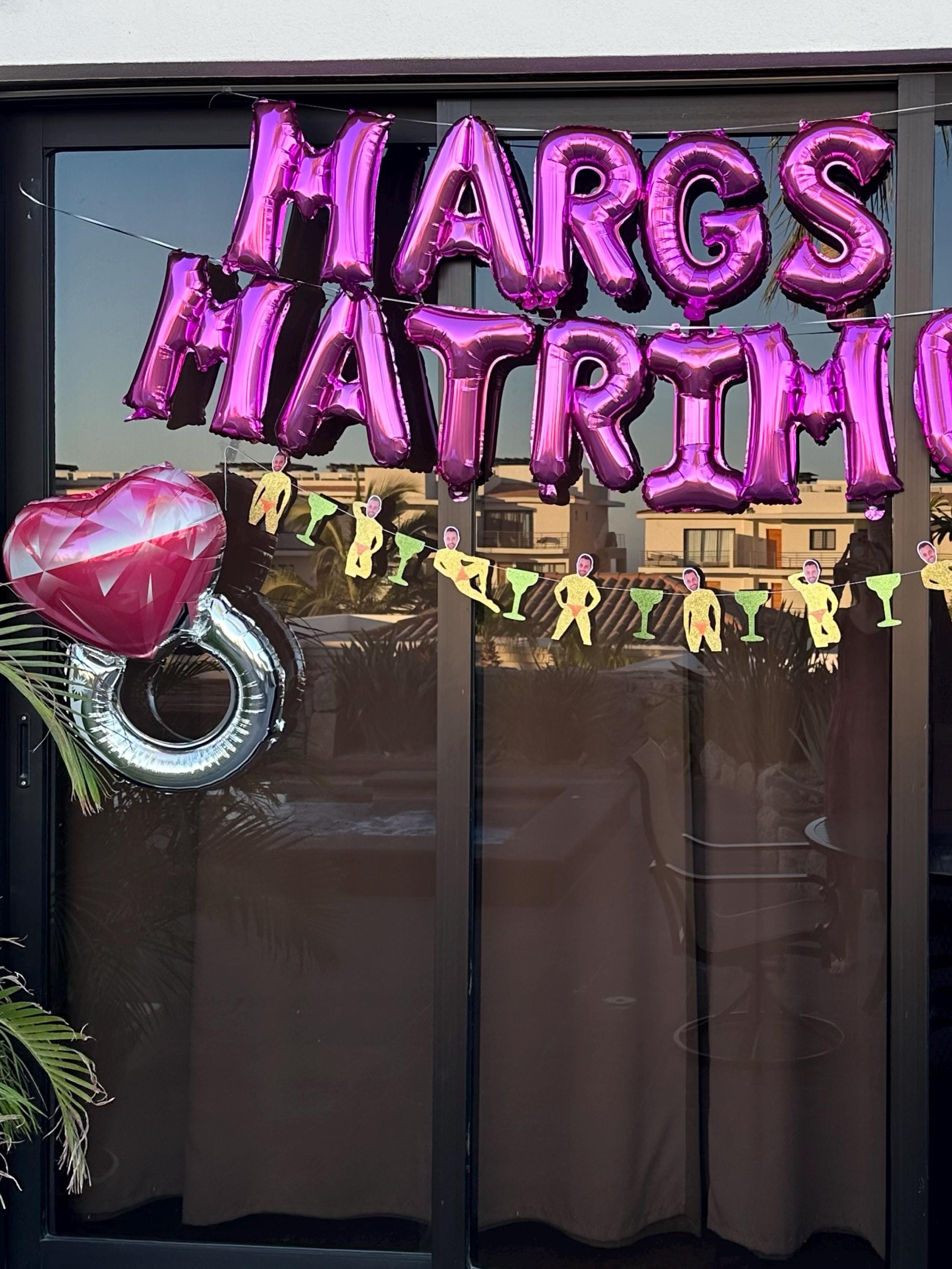Margs and Matrimony Bachelorette Party Groom Face Banner, Groom Head Sombrero Dancer Decor, Margarita Bachelorette Party Mexico Bachelorette