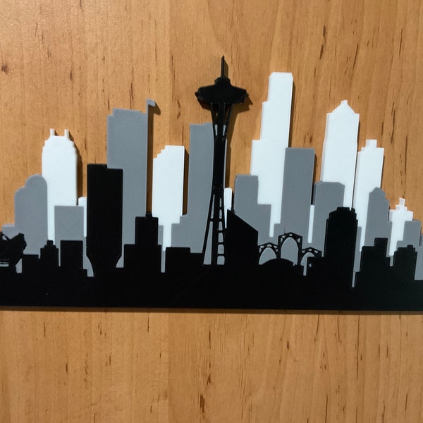 Seattle Grayscale Skyline Svg, Dxf, Png, Jpg, Eps File. Multi-layer ...