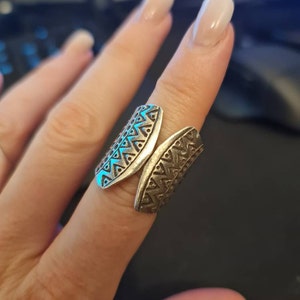 Boho Handmade Sterling Silver Ethnic Tribal Wide Band Statement Ring ...