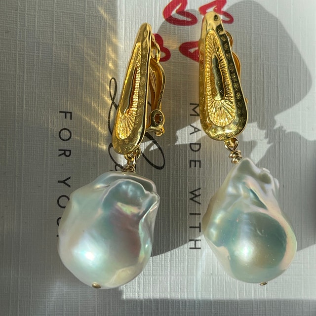 Baroque Pearl Earrings Large Keshi Big Small Hoops Chunky
