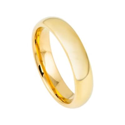 Tungsten Wedding Band 18k Yellow Gold Ring Mens Wedding Band 6mm ...