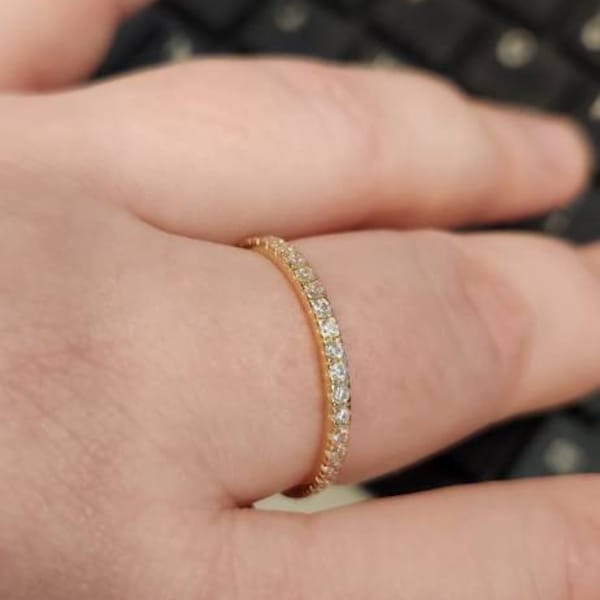 14K Solid Gold Moissanite Eternity Band Moissanite Statement Ring Full ...