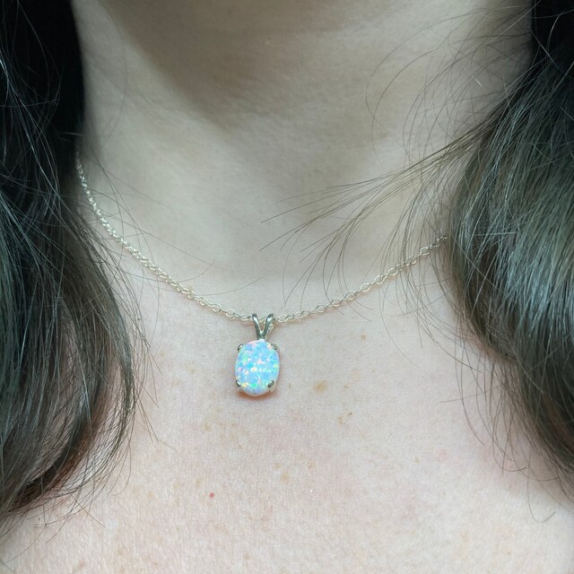 Collier avec pendentif en pierre opale de feu blanche pour femmes, mignon, couleur argent, ovale, à la mode, bijoux cadeau de mariage  36