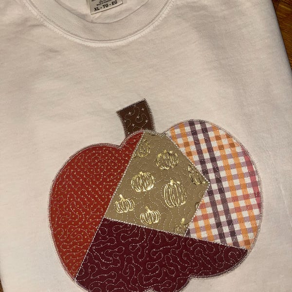 Quilted Patchy Patchwork Pumpkin Applique Machine Embroidery Design - Etsy