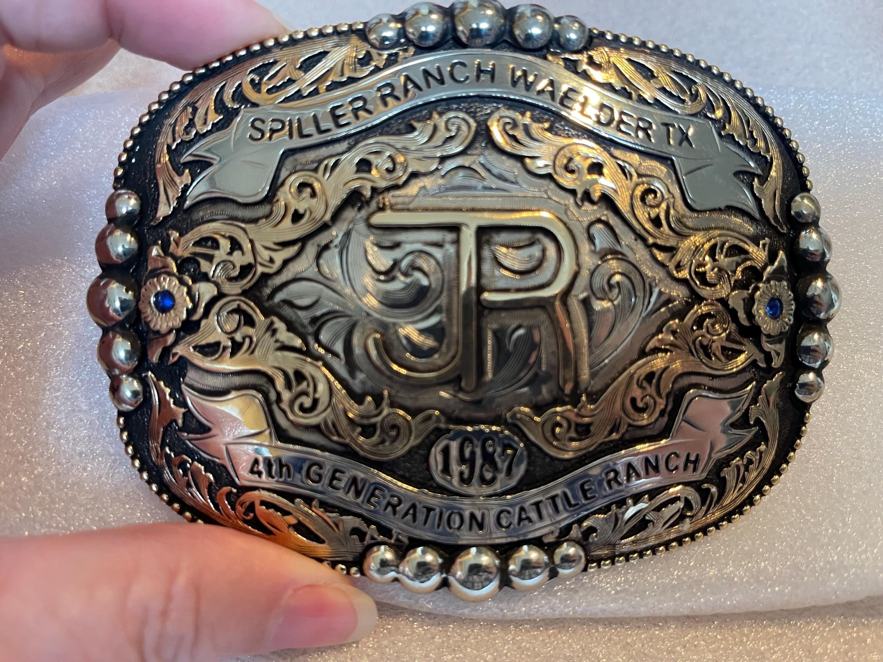 Trophy Western Belt Buckle - Custom Made - German silver - Hand Engraved - Customize yours today!
