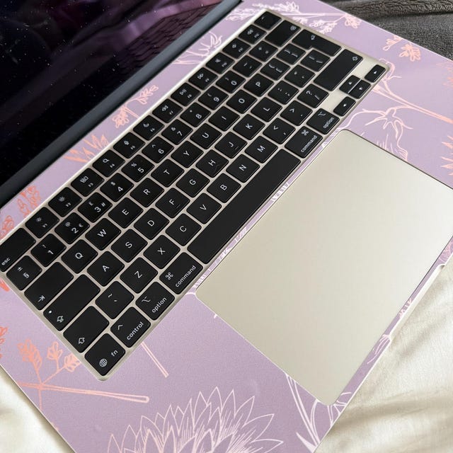 ピンクマーブル MacBook Air 15 スキンシール フローラル MacBook Pro