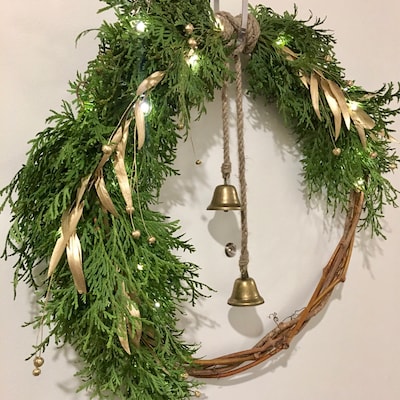 Christmas Wreath With Lights Real Cedar Wreath Christmas - Etsy