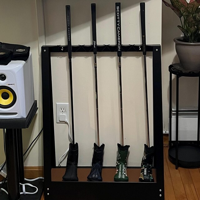 Custom Black Steel Golf Club Display Rack With Wall Mount and