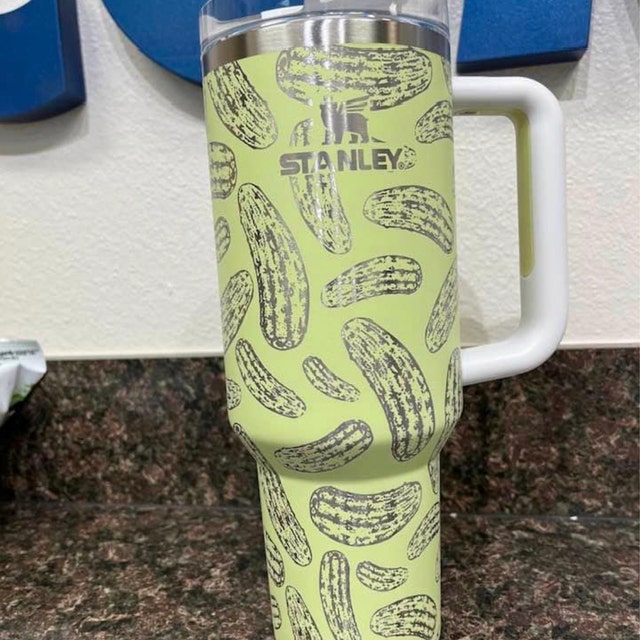 Engraved Stanley Travel Quencher H2.0 Tumbler Stanley Cup Funny Tumbler  Pickle 40 OZ Adventure Quencher 40 Oz Cup PICKLES 