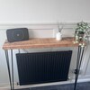 Solid Oak Hand-made Console Table With Black Three Pin Hairpin Legs ...