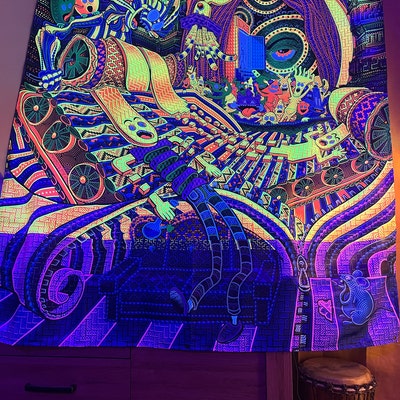 Psychedelic UV Fluorescent Blacklight Tapestry Fractal Art Print Trippy ...
