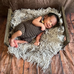 Newborn Baby Crochet Overalls With Newsboy Cap. Baby Boy