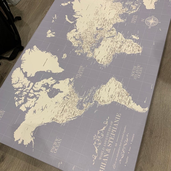 Slate Blue Push Pin Travel Map World, Custom Push Pin World Map, Canvas ...