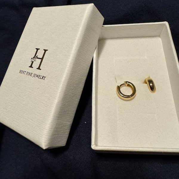 WATERPROOF GOLD CZ STATEMENT HUGGIE EARRINGS