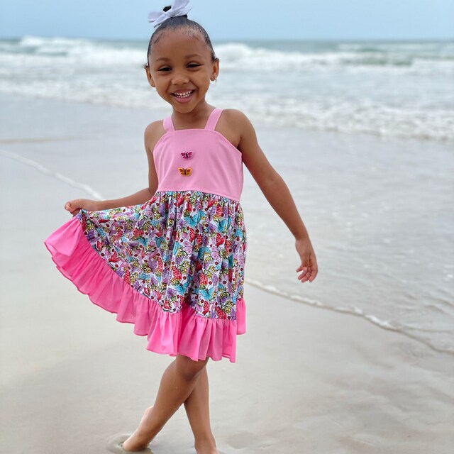 Girls Butterfly dress, Butterfly sundress, toddler dress, Girls sundress, Summer, Spring dress, pink dress