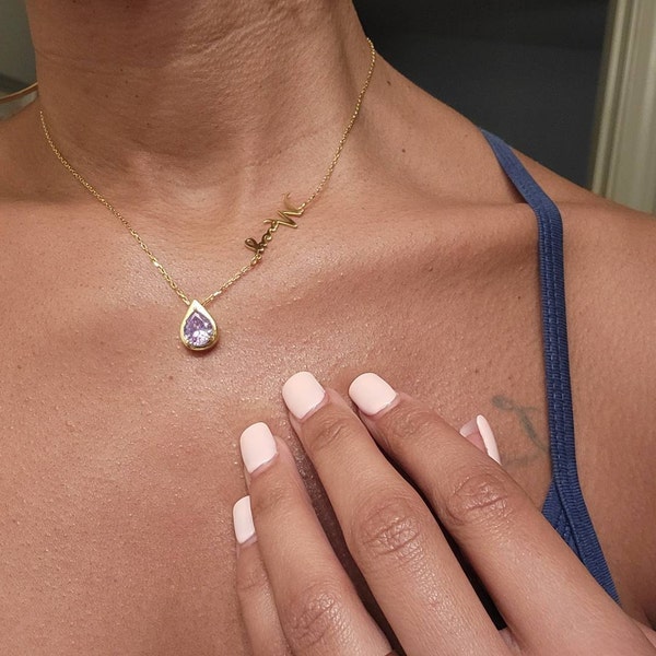 Handmade Alexandrite Birthstone Necklace Personalized June Birthstone Handmade alexandrite birthstone necklace personalized june birthstone