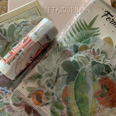 Vellum Stickers 50pcs/pack leaf Plant and Animal Themed Vellum Texture ...