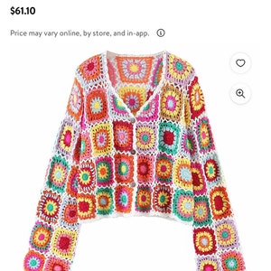 POL Boat Neck Long Sleeve Crochet Womens Top Granny Square