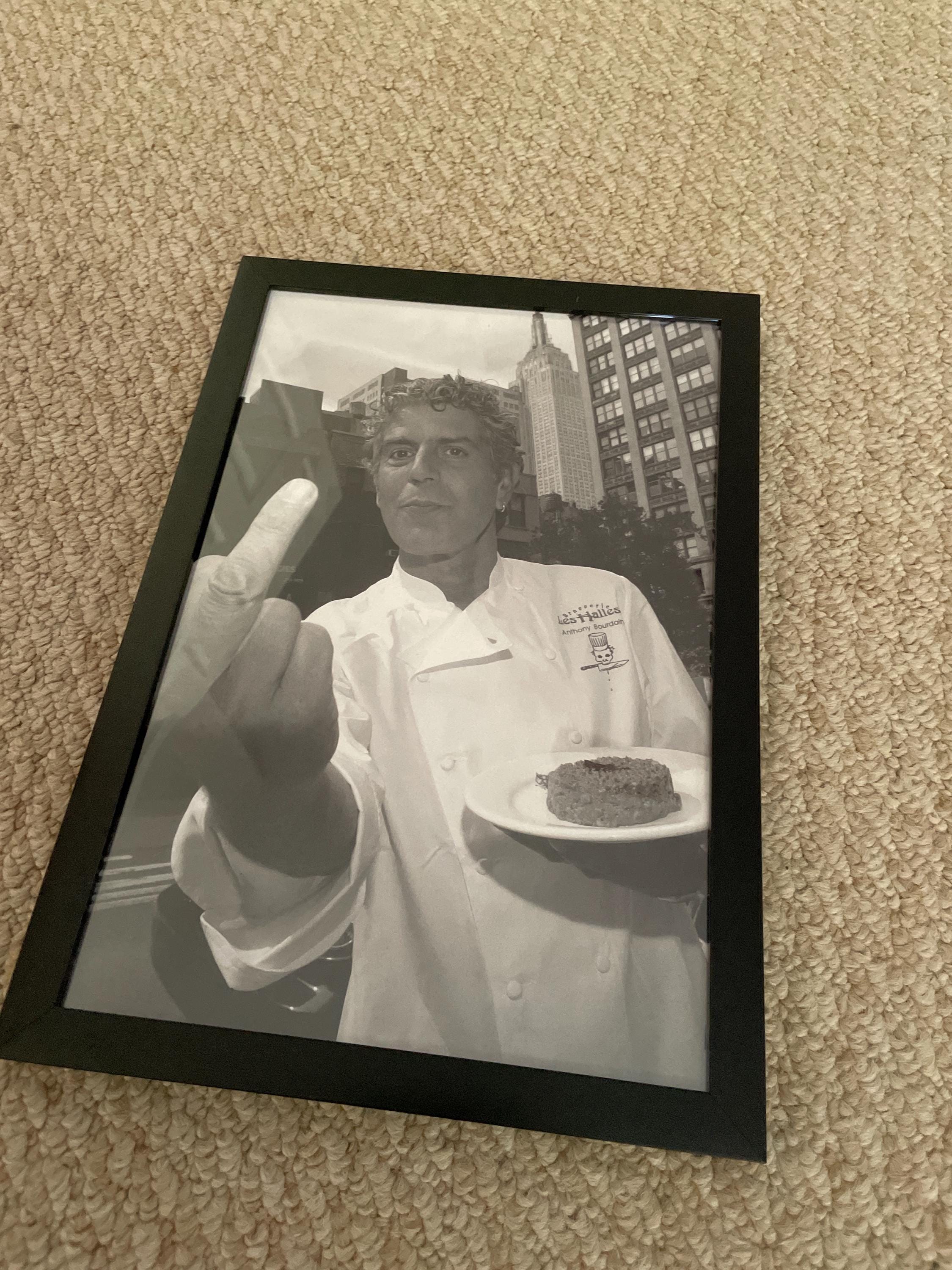 Anthony Bourdain Middle Finger Print, Chef Black and White Wall Art, Vintage Print, Photography Prints, Museum Quality Photo Art Print