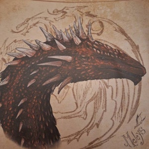 ART - Fantasy dragon drawing Artist Print by Di