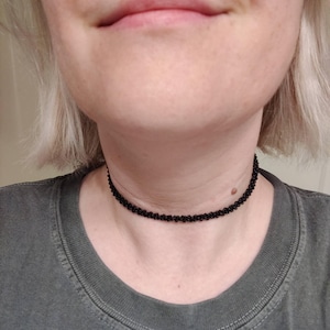 Black Seed Bead Choker Necklace for Woman, Goth Gothic Choker