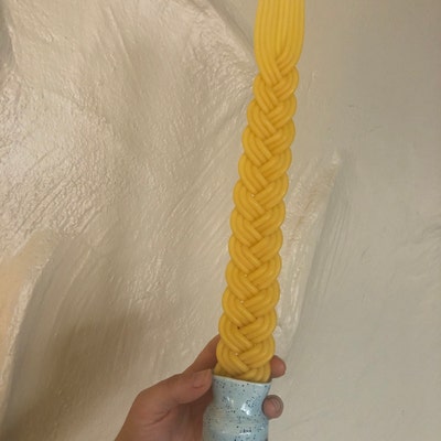 Ner Mitzvah, 11" Handcrafted Braided Havdalah Candle - Blue And White - 2 Pack