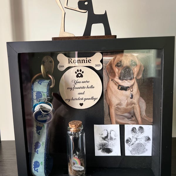 Pet Memorial Keepsake Shadow Box You Were My Favorite Hello and Hardest ...