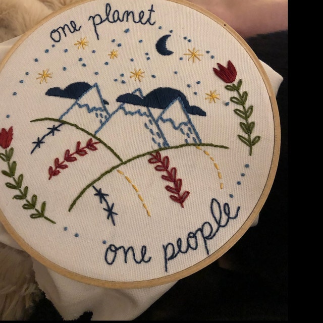 One Planet Hand Embroidery Kit - Stitched Modern