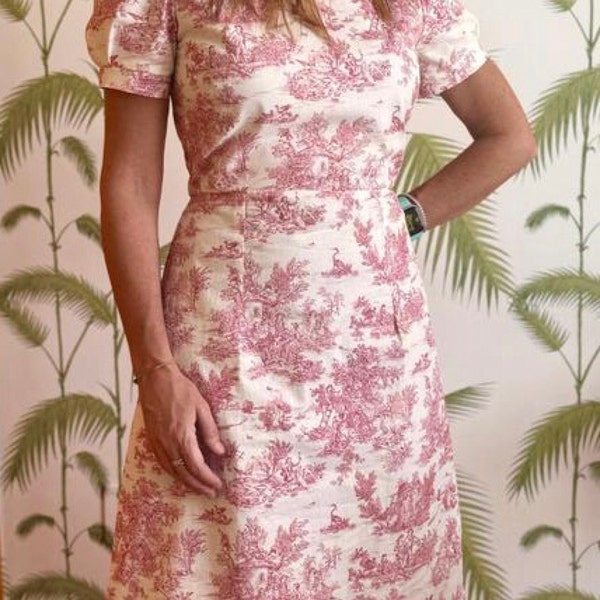 Forest Toile Puffy Dress - Powder Blue
