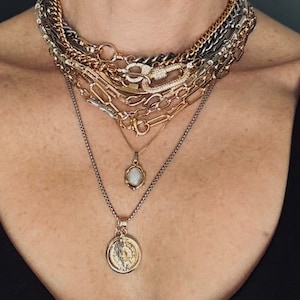 Link Chain with Gold Fill Heart Center