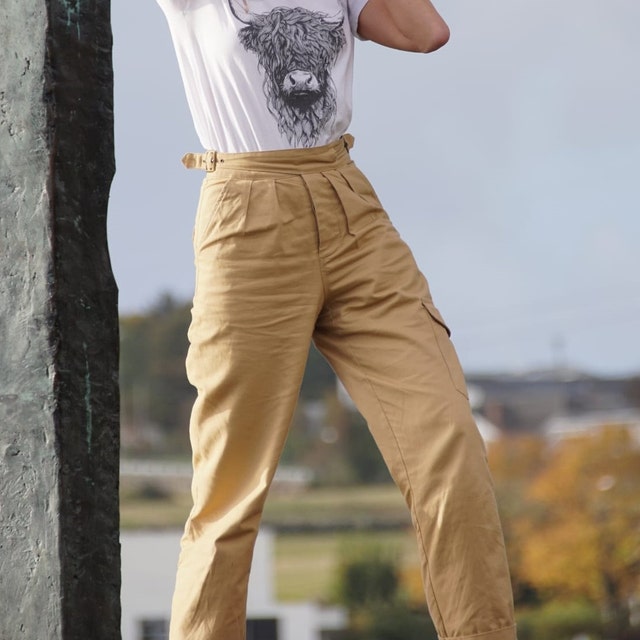 Unisex High Waisted Gurkha Pants - 100% Cotton - 1950s Army