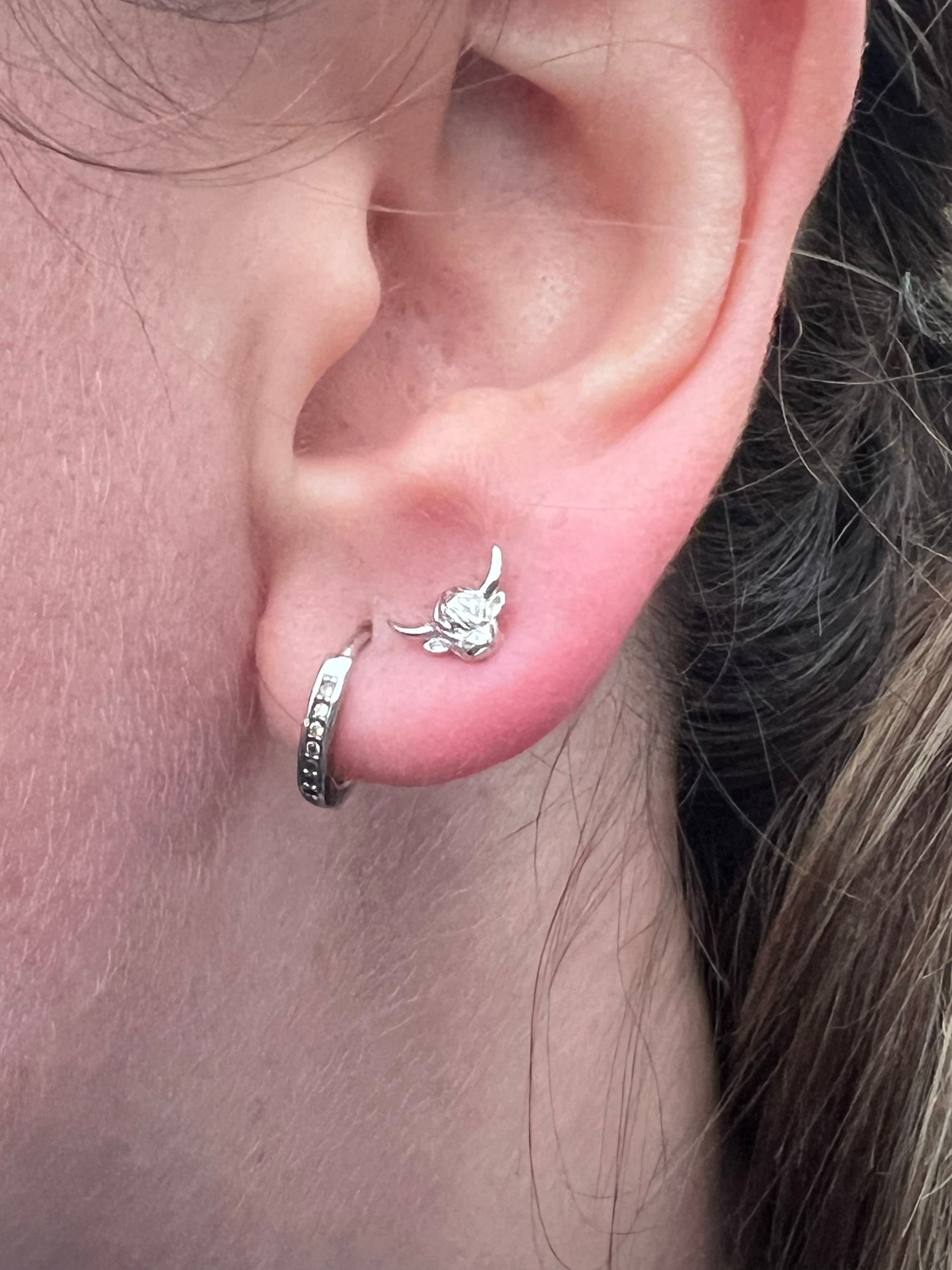 Extra Tiny Highland Cow Barbell Earrings in Sterling Silver, Cow Stud, Bull Earrings, Screw-back, Small Cow Stud, Scotland, Scottish