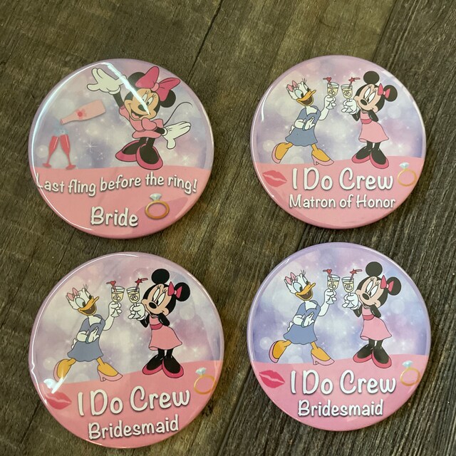 I Do Crew Bachelorette Party Button - Minnie Mouse and Daisy