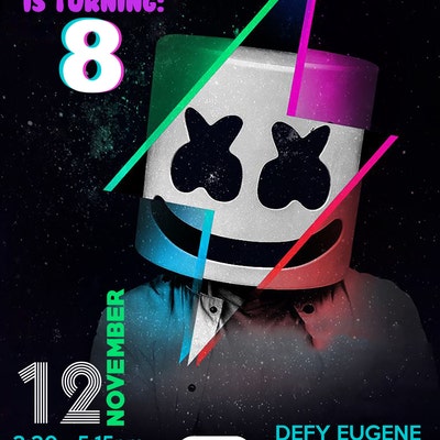 Dj Marshmello Invitation Printable DIY, Canva Template,marshmello Party ...