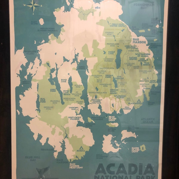 Acadia National Park Map Art Print 18" X 24" Travel Poster by Alan ...