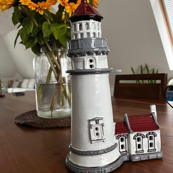 Heceta Head Lighthouse Handmade Ceramic Tea Light Candle Holder ...