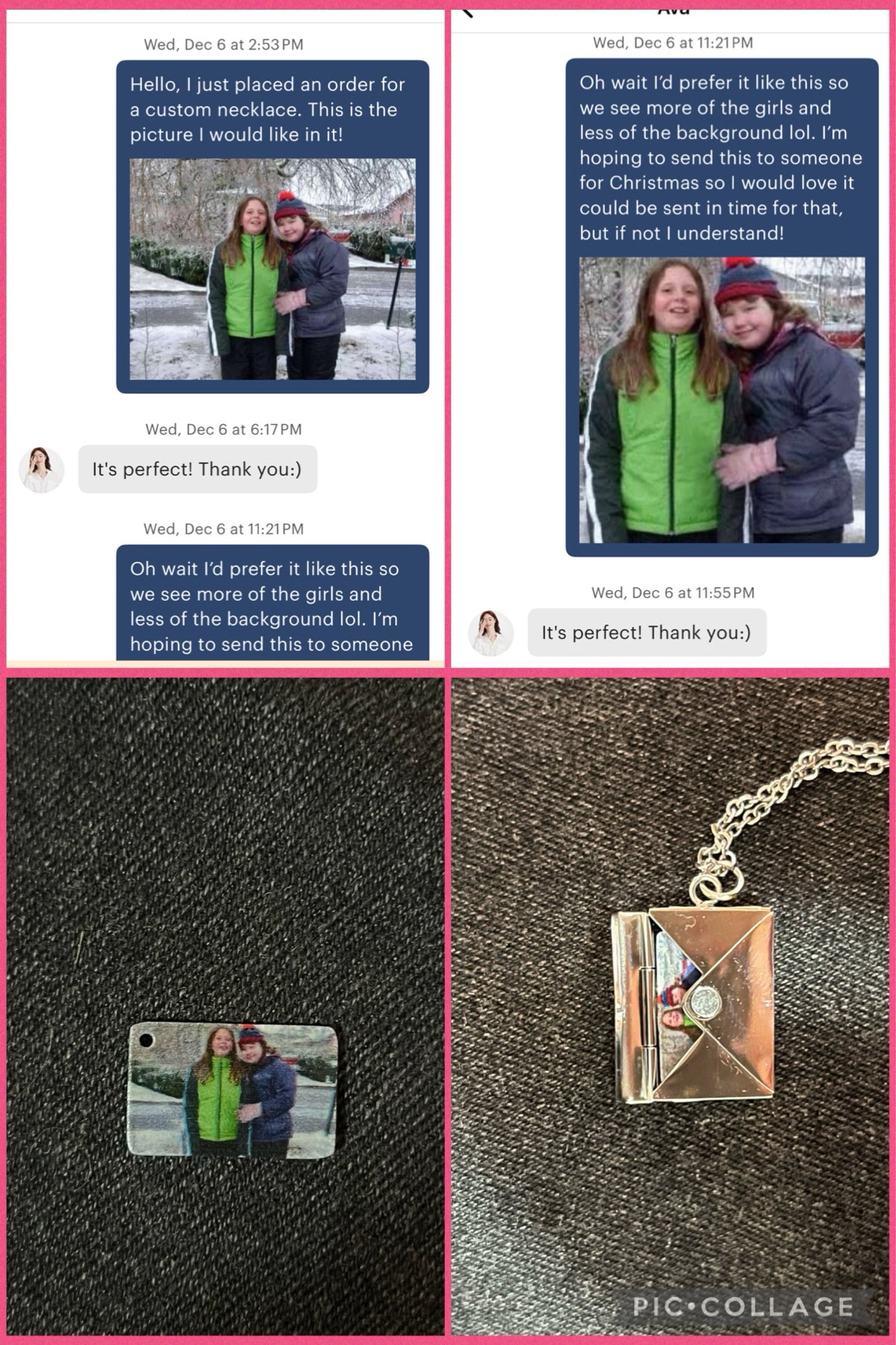 PERIMADE Custom Engraving Photo Locket • Gold Mail Envelope Couple Necklace • Sentimental Relationship Jewelry • Trendy Best Friend Gift