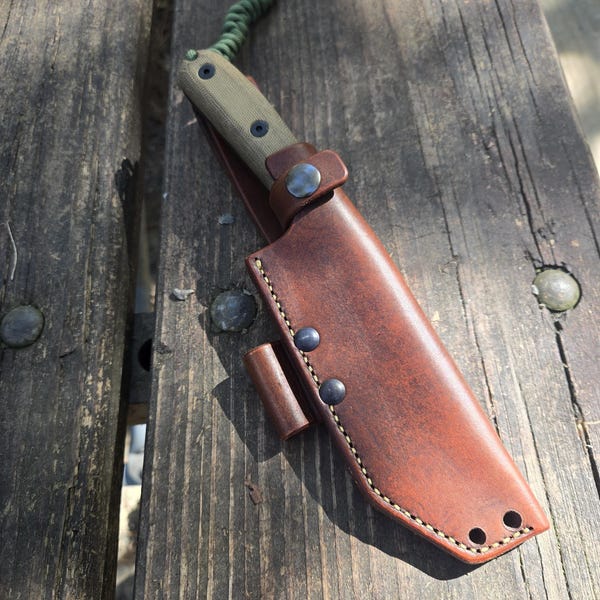 ESEE 4 Leather Sheath, Side Carry, With Firesteel Loop, Made to Order ...